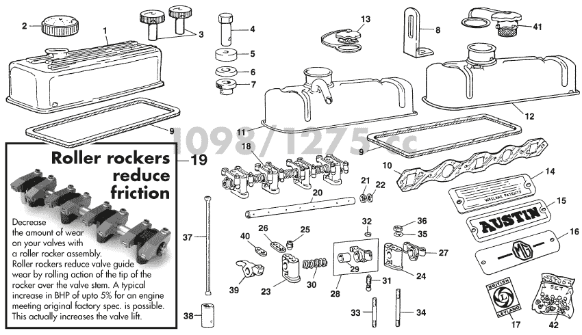 Rocker cover 1098/1275 - Na zewnątrz silnika - Silnik - MG Midget 1964-80 - Rocker cover 1098/1275 - 1