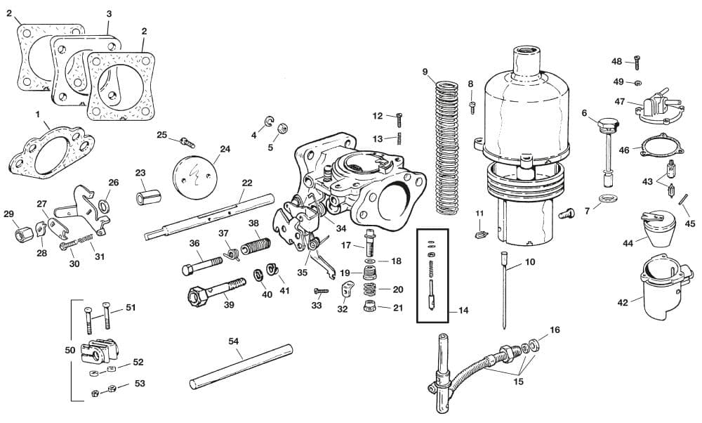 Carburettor parts HS6 - Kaasuttimet - Ilmanotto & polttoainejärjestelmä - Jaguar MKII, 240-340 / Daimler V8 1959-'69 - Carburettor parts HS6 - 1