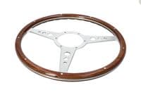 STEERING WHEEL 15 TRAD WOOD - 3 SPOKE - HOLES - 400.751