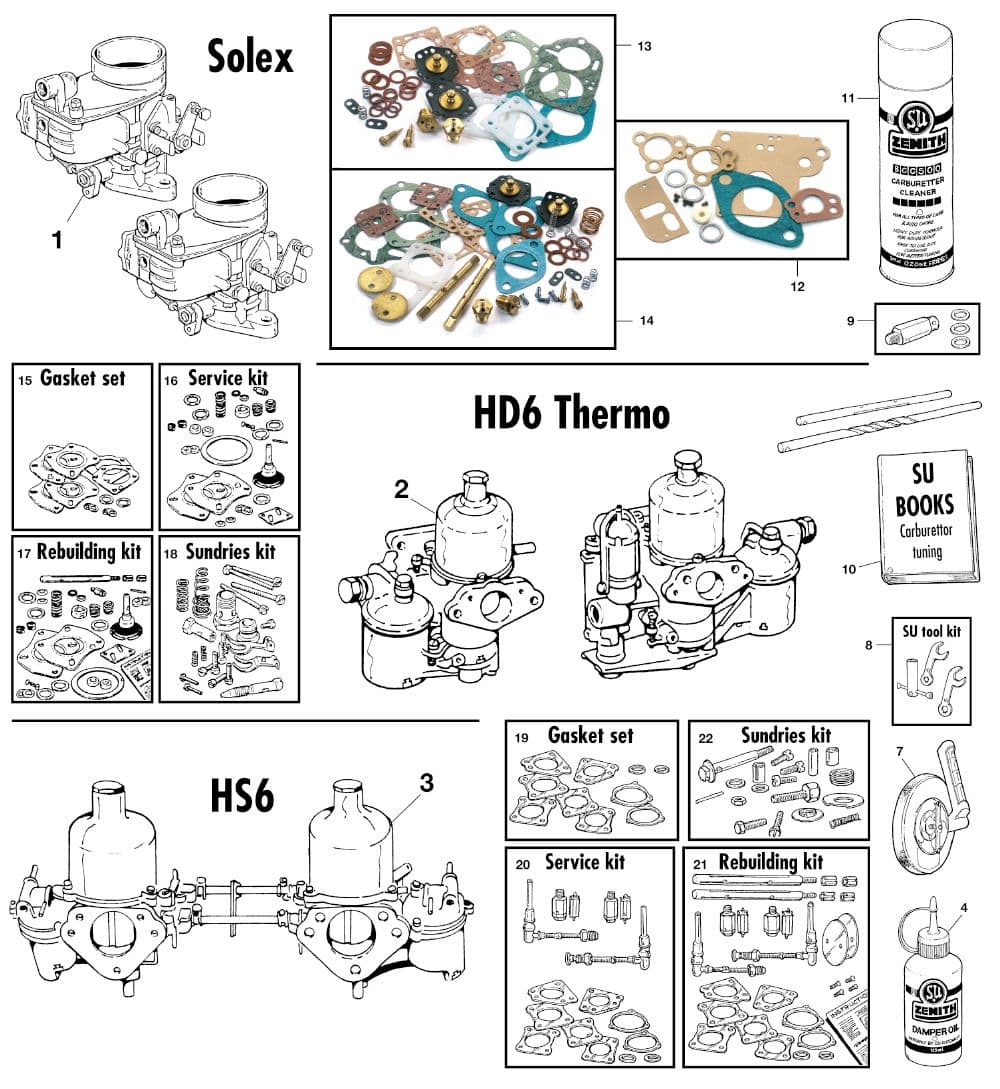 Carburettor kits - Carburateurs - Alimentation - Jaguar MKII, 240-340 / Daimler V8 1959-'69 - Carburettor kits - 1