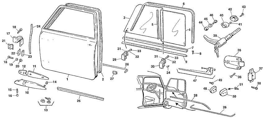 Doors, sliding windows - Osprzęt instalacyjny nadwozia - Nadwozie & Rama - Mini 1969-2000 - Doors, sliding windows - 1