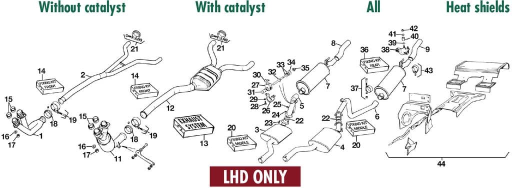 Exhaust 3.6 - sistema de escape y soporte 6 cil - Escape y sistema de emisiones - Jaguar XJS - Exhaust 3.6 - 1