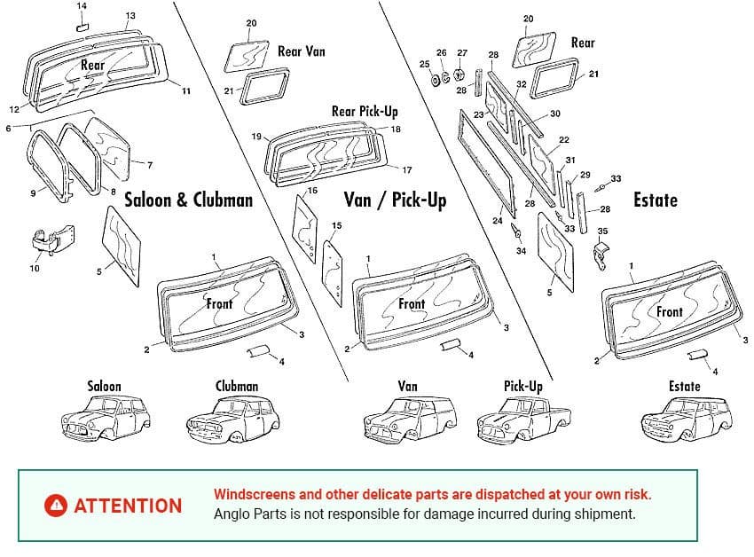 Windscreen & windows - Elementy gumowe nadwozia - Nadwozie & Rama - Mini 1969-2000 - Windscreen & windows - 1