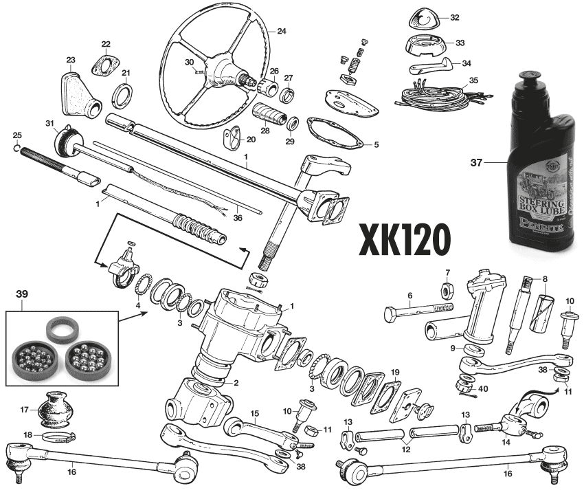 Steering XK120 - Ohjauspyörät - Auto vanteet, ripustukset & ohjaus - Jaguar XK120-140-150 1949-1961 - Steering XK120 - 1