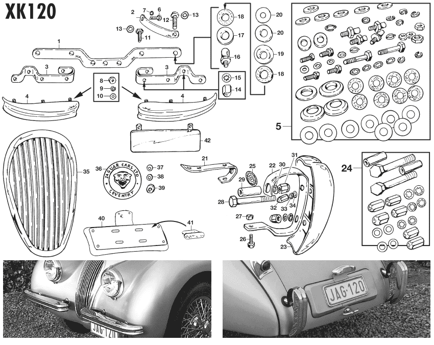 Bumpers & grills XK120 - Karosseriebeschläge - Karosserie & Fahrgestell - Jaguar XK120-140-150 1949-1961 - Bumpers & grills XK120 - 1