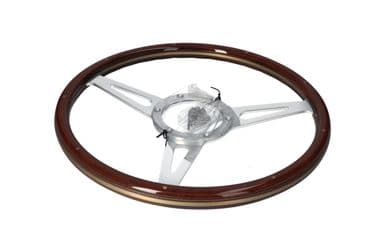 STEERING WHEEL 15 CLASSIC WOOD - 3 SPOKE - DISHED - British Parts, Tools & Accessories