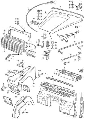 Pare-chocs, calandre et finitions exterieures - Land Rover Defender 90-110 1984-2006 - Land Rover pièces détachées - Body, front