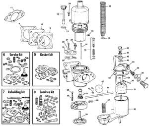 Carburateurs 6 cil - Jaguar E-type 3.8 - 4.2 - 5.3 V12 1961-1974 - Jaguar-Daimler pièces détachées - SU Carburettors