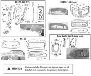Vitres - Jaguar XK120-140-150 1949-1961 - Jaguar-Daimler pièces détachées - Windscreen & windows