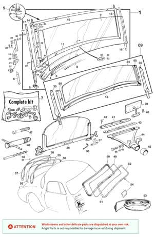 Joints de carrosserie - MGA 1955-1962 - MG pièces détachées - Windscreens