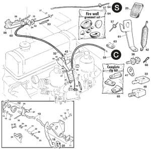Carburettors - MGA 1955-1962 - MG spare parts - Control cables
