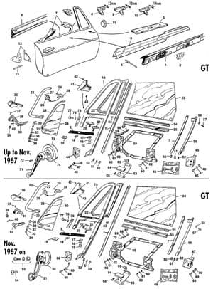 Windows - MGB 1962-1980 - MG spare parts - GT Door glass, regulators