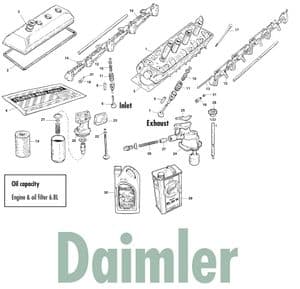 Culasse Daimler - Jaguar MKII, 240-340 / Daimler V8 1959-'69 - Jaguar-Daimler pièces détachées - Daimler cylinder head & oil