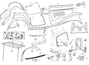 Body fittings - MGTC 1945-1949 - MG spare parts - Body panels & bonnet