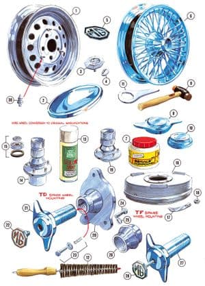 Wire wheels & fittings - MGTD-TF 1949-1955 - MG spare parts - Wheels