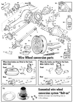 Wire wheels & fittings - MGA 1955-1962 - MG spare parts - Rear axle