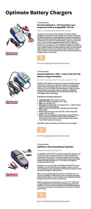Batterie, chargeur & interrupteurs - MGF-TF 1996-2005 - MG pièces détachées - CHARGEURS DE BATTERIE OPTIMATE