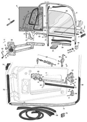 Joints de carrosserie - MGA 1955-1962 - MG pièces détachées - Door Coupe