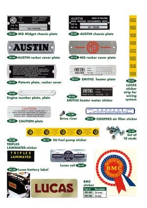 Badges & Stickers - MG Midget 1958-1964 - MG pièces détachées - Plates & stickers