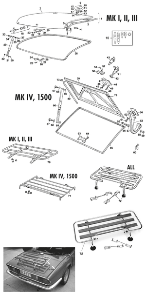 Extenal body panels - Triumph Spitfire MKI-III, 4, 1500 1962-1980 - Triumph spare parts - Boot lid & luggage rack
