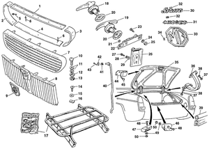 Fixations de carrosserie - MG Midget 1958-1964 - MG pièces détachées - Grill, boot, luggage rack