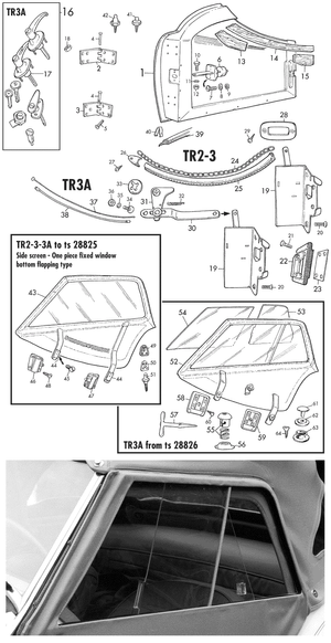 Fixations de carrosserie - Triumph TR2-3-3A-4-4A 1953-1967 - Triumph pièces détachées - TR2-3A doors